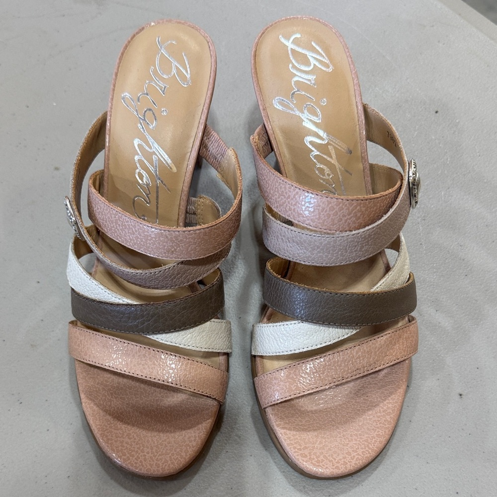 Brighton Rebel Women's Sandals with Pink, Cream, and Brown Straps
